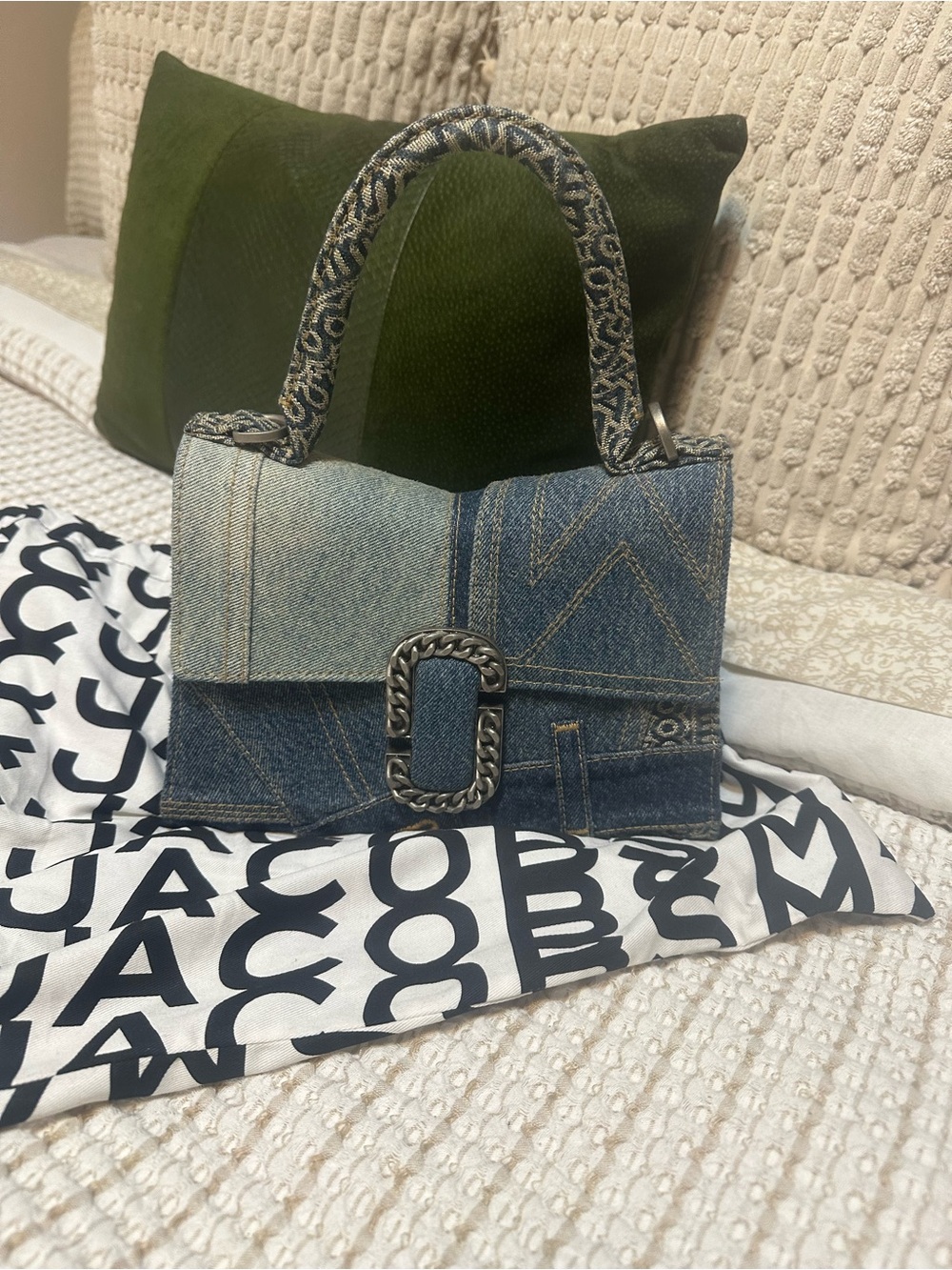 Marc Jacobs Patchwork Denim Top-Handle Satchel in Blue